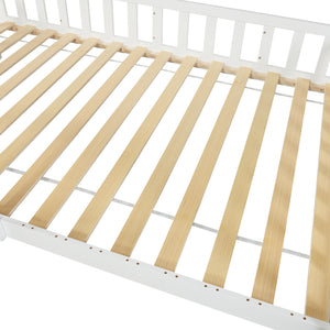 Hausbett mit Rausfallschutz Ydre Weiß Kiefernholz [en.casa]