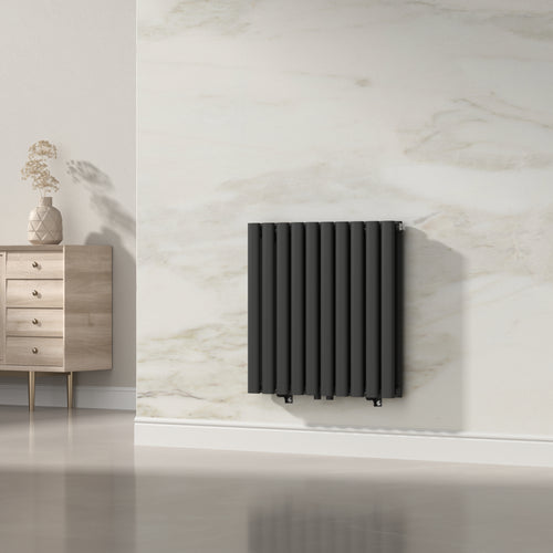 Design Röhrenheizkörper Nore Schwarz 60x60cm Doppellagig 800W [neu.haus]
