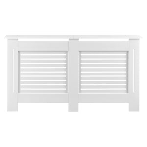 Heizkörperverkleidung Charleston mit Ablage Lamellenoptik Weiß en.casa