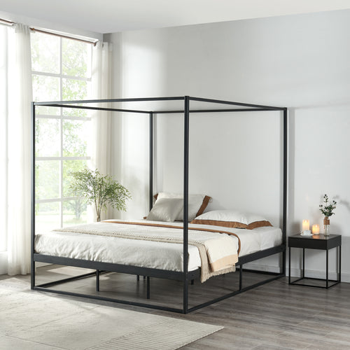 Himmelbett Kristianstad Metall Schwarz in versch. Größen [en.casa] - premiumXL