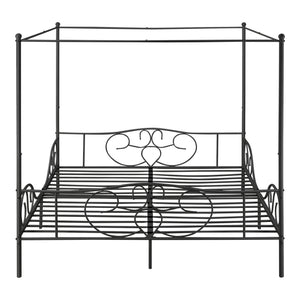 Himmelbett Finström aus Stahl mit Kaltschaummatratze [en.casa]