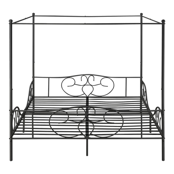 Himmelbett Finström aus Stahl mit Kaltschaummatratze [en.casa]