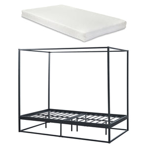 Himmelbett Kristianstad mit Matratze Schwarz in versch. Größen [en.casa]