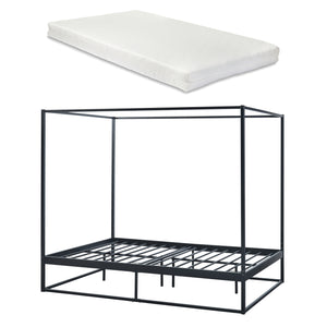Himmelbett Kristianstad mit Matratze Schwarz in versch. Größen [en.casa]