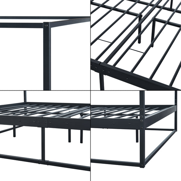 Himmelbett Kristianstad mit Matratze Schwarz in versch. Größen [en.casa]
