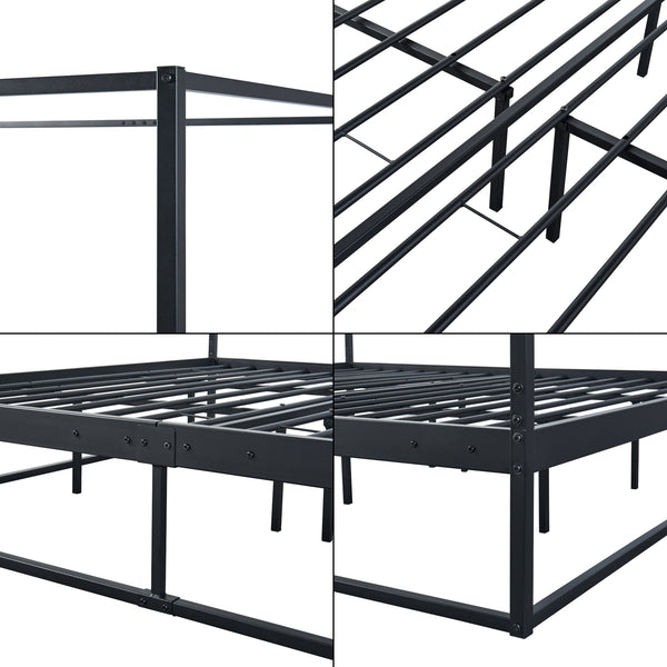 Himmelbett Kristianstad mit Matratze Schwarz in versch. Größen [en.casa]