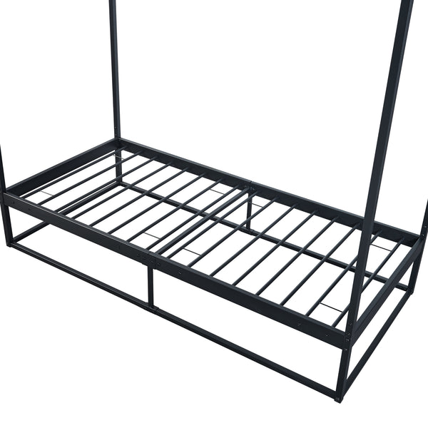 Himmelbett Kristianstad mit Matratze Schwarz in versch. Größen [en.casa]
