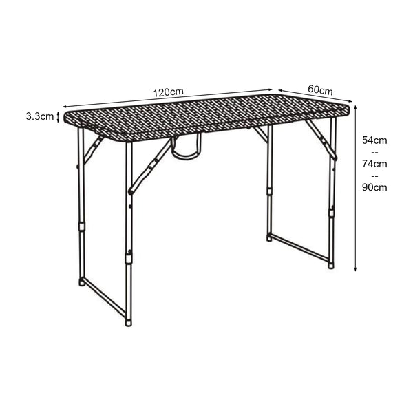Höhenverstellbarer Klapptisch Adelfia 120x60cm [en.casa]