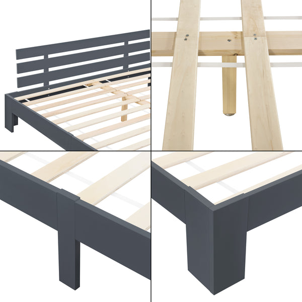 Holzbett Nivala mit Kopfteil versch. Farben und Größen en.casa