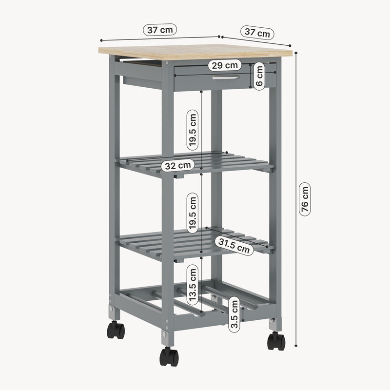 Maßskizze Servierwagen Biel 76x37x37 cm [en.casa]