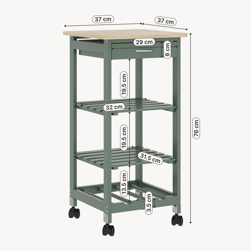 Maßskizze Servierwagen Biel 76x37x37 cm [en.casa]