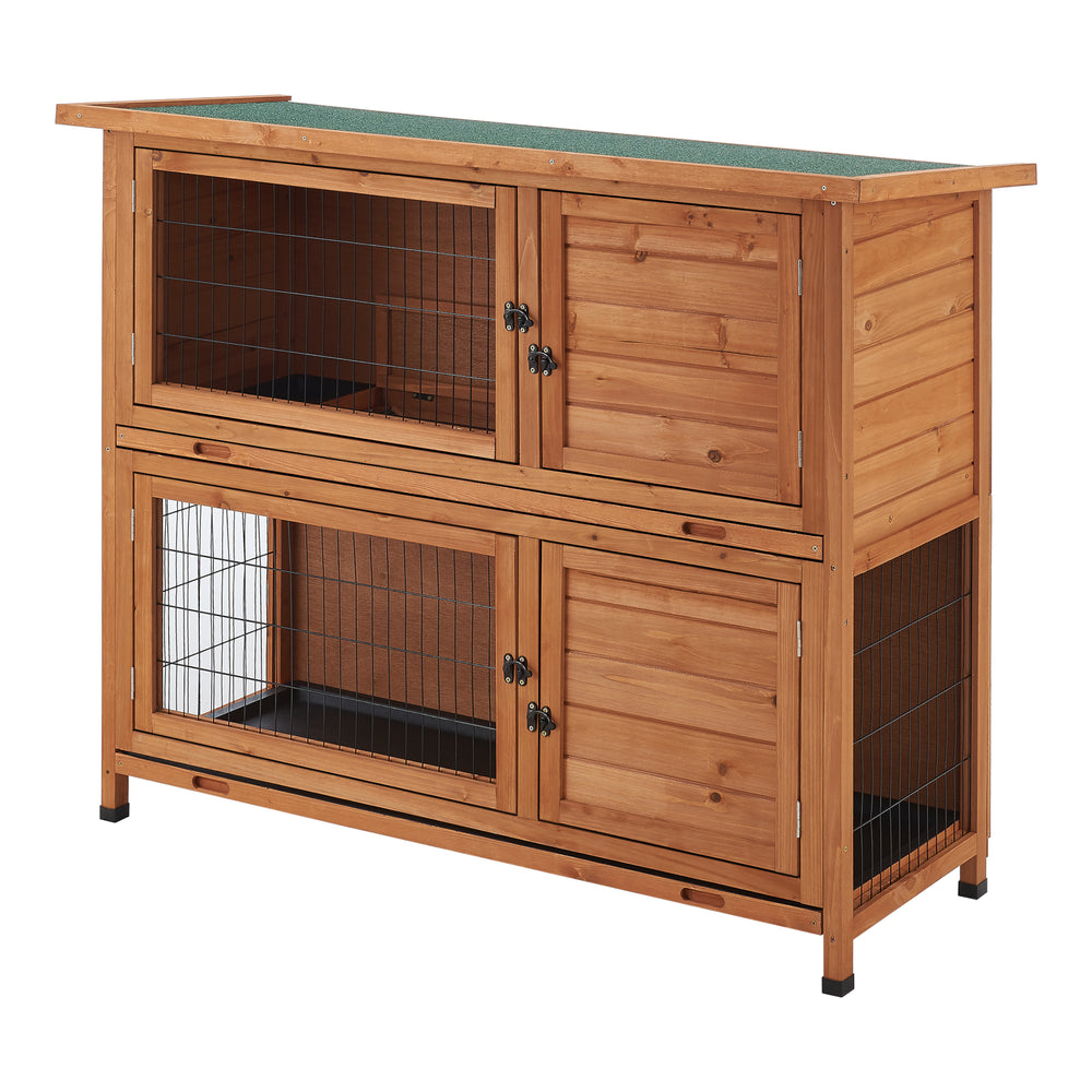 Kaninchenstall Falkenau Kleintiergehege 104x122x50cm Tannenholz [en.casa] - premiumXL