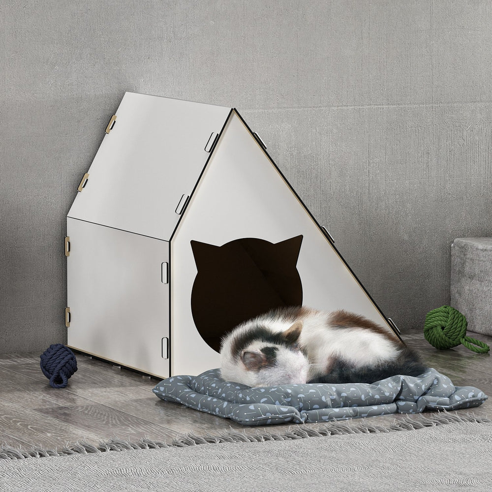 Katzenhaus Lani 40x42x40 cm Weiß [en.casa]