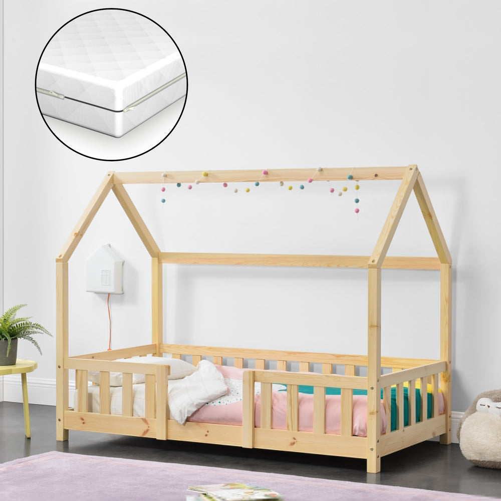 Hausbett Sisimiut mit Matratze und Rausfallschutz [en.casa]