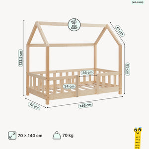 Hausbett Sisimiut im Montessori-Stil mit Matratze und Rausfallschutz [en.casa]
