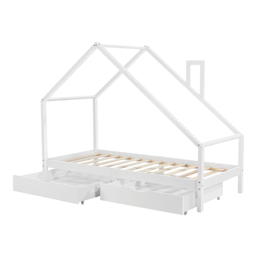 Kinderbett Assling mit 2 Schubkasten 90x200cm in versch. Farben [en.casa]