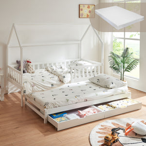 Doppel-Kinderbett Aarghonmaa mit 1 Matratze 90x200 cm Kiefernholz [en.casa]