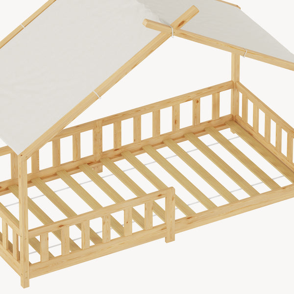 Hausbett Rila im Montessori-Stil mit Rausfallschutz 90x200 cm [en.casa]