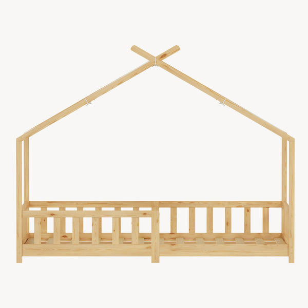 Hausbett Rila im Montessori-Stil mit Matratze und Rausfallschutz 90x200 cm [en.casa]