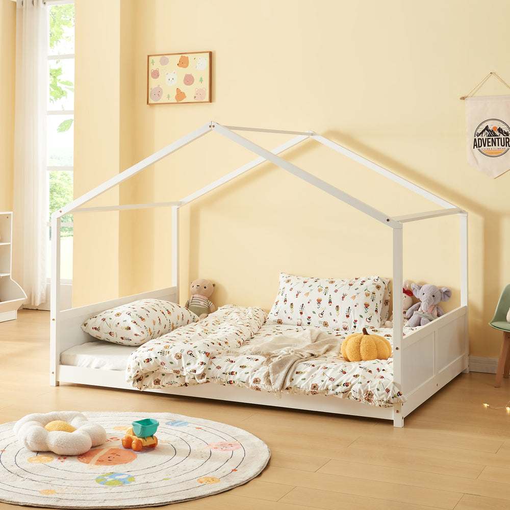 Hausbett Simo Kiefernholz Weiß [en.casa]
