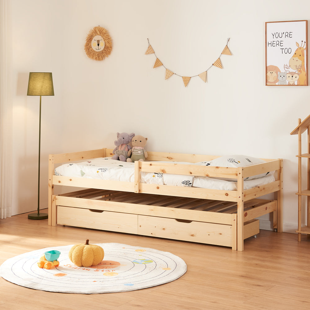 Doppel - Kinderbett Sonkajärvi 90x200cm Kiefernholz Natur [en.casa] - premiumXL