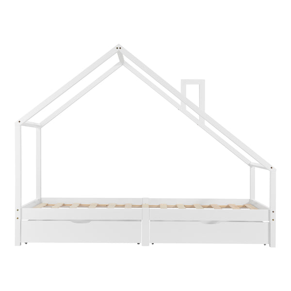Kinderbett Assling mit 2 Schubkasten und Matratze 90x200cm in versch. Farben [en.casa]