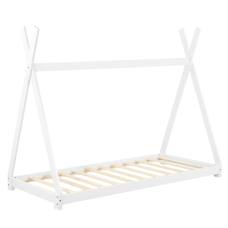 Maßskizze Kinderbett Onejda 90x200 cm mit Kaltschaummatratze in versch. Farben [en.casa]
