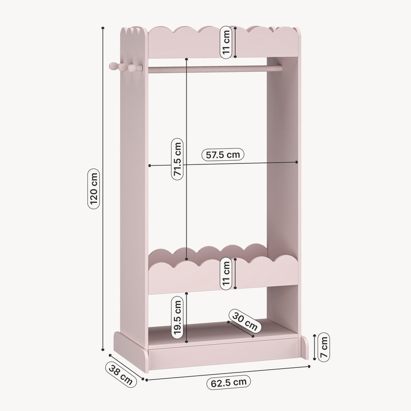 Maßskizze Kindergarderobe Vestnes mit Spiegel [en.casa]
