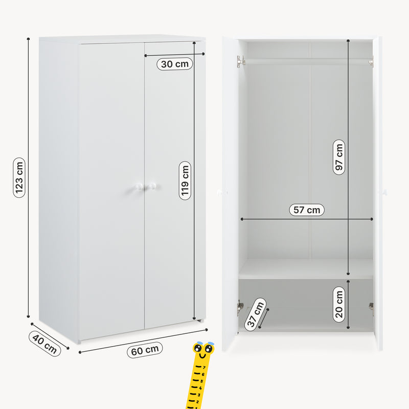 Maßskizze Kleiderschrank Beldinupp 123x60x40 cm [en.casa]