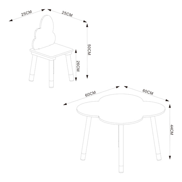 Kindersitzgruppe Epim mit Wolkendesign [en.casa]