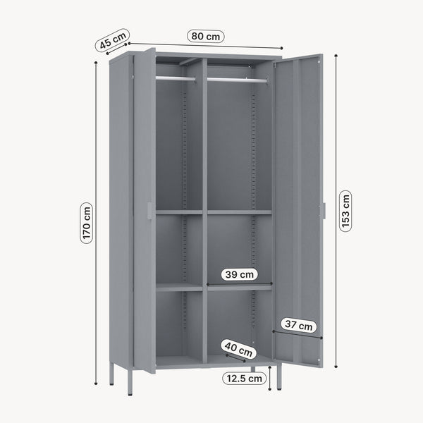 Kleiderschrank Esteli 170x80x45 cm Stahl [en.casa]