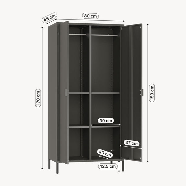 Kleiderschrank Esteli 170x80x45 cm Stahl [en.casa]