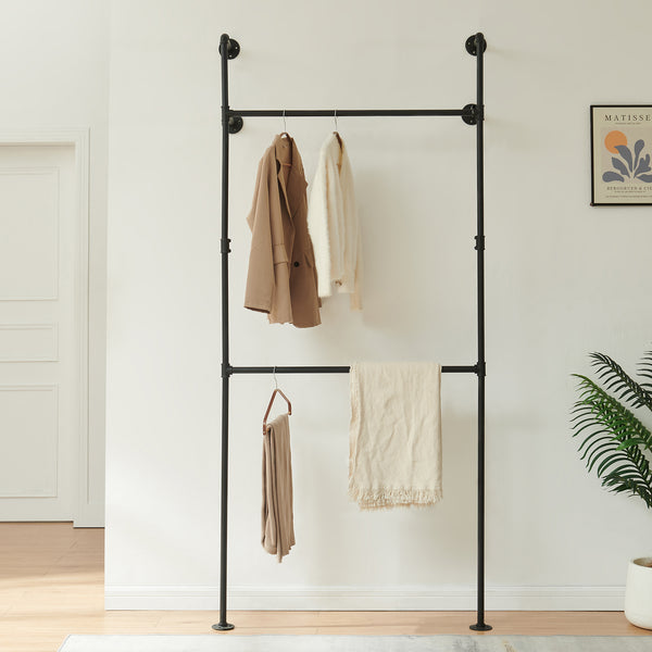 Kleiderstange Wandmontage Kenävatka Stahl Schwarz [en.casa]