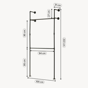 Kleiderstange Wandmontage Kenävatka Stahl Schwarz [en.casa]