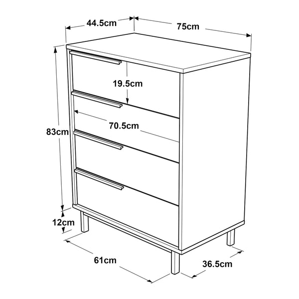 Kommode Vesanto 95x75x45 cm 4 Schubladen [en.casa]