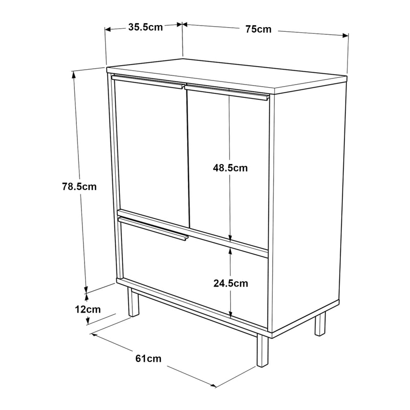 Maßskizze Kommode Vesanto 91x75x36 cm [en.casa]