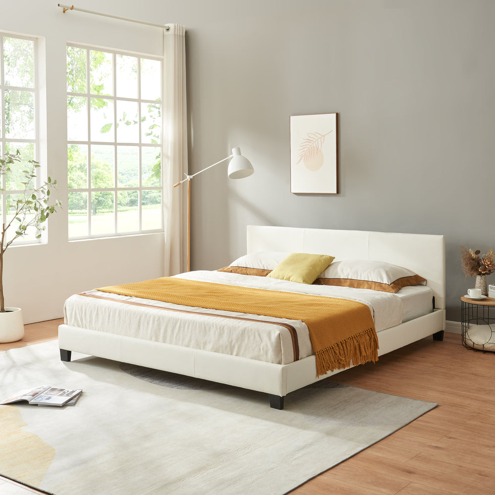 Kunstlederbett Albacete 160x200cm Weiß Corium - premiumXL