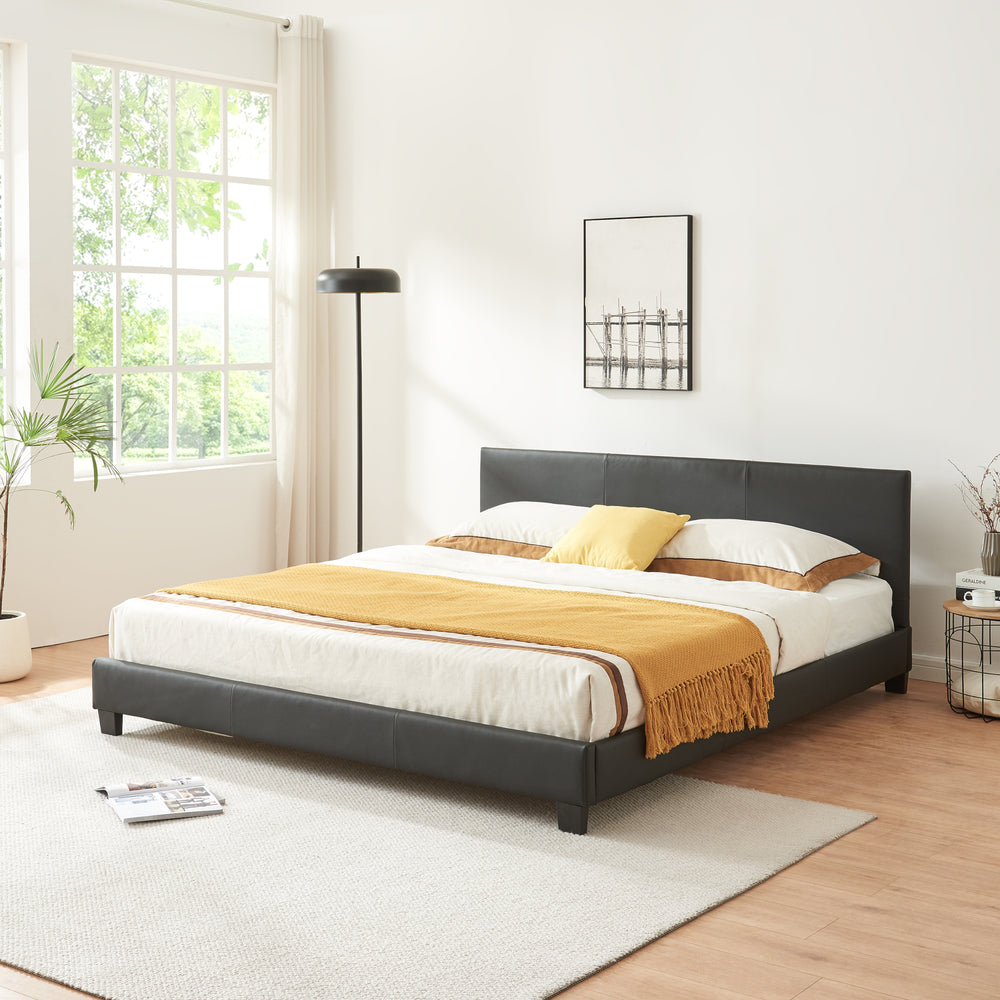 Kunstlederbett Albacete 180x200cm Schwarz Corium - premiumXL