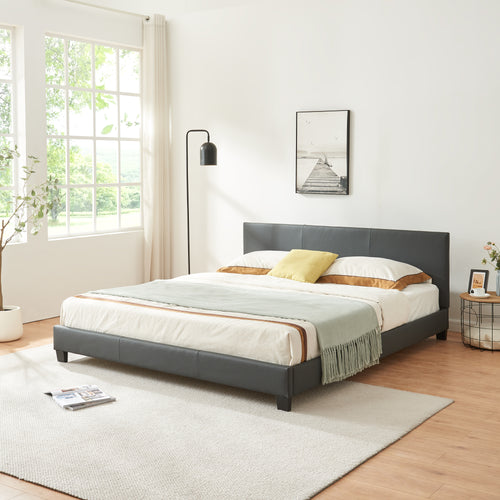 Kunstlederbett Albacete 180x200cm Dunkelgrau Corium - premiumXL