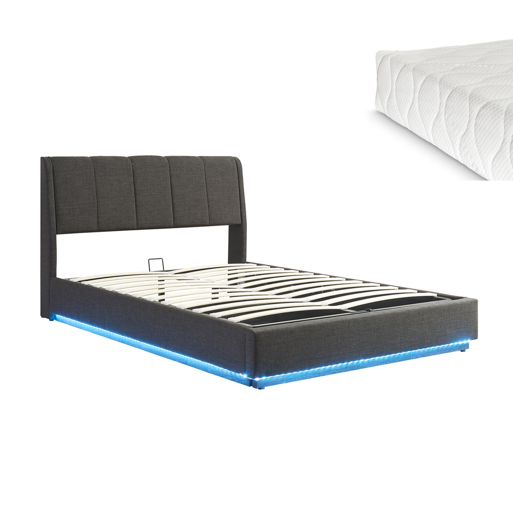 LED Polsterbett mit Matratze Tröstiar [en.casa]