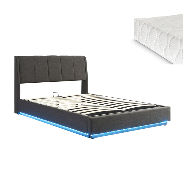 LED Polsterbett mit Matratze Tröstiar [en.casa]
