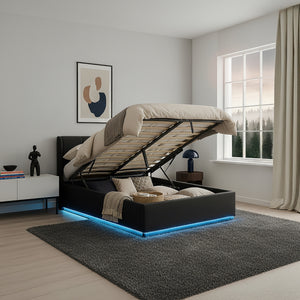 LED Polsterbett mit Matratze Tröstiar [en.casa]