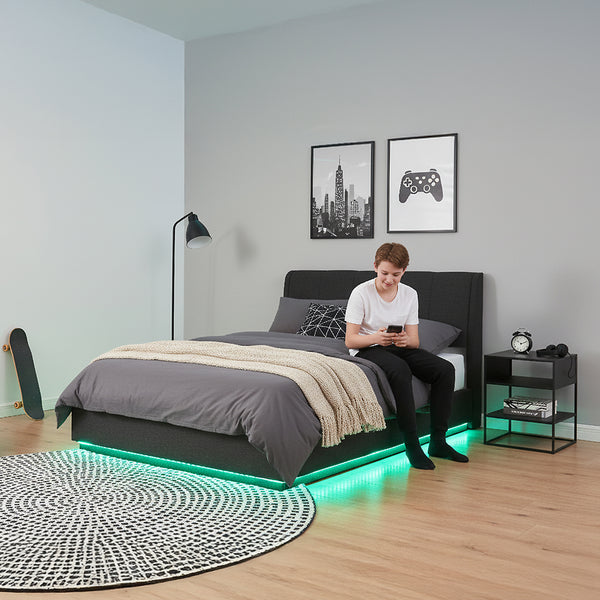 LED Polsterbett mit Matratze Tröstiar [en.casa]