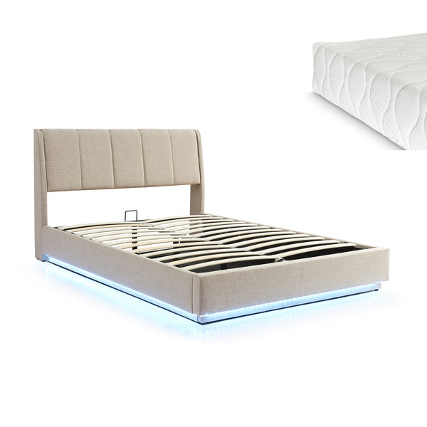 LED Polsterbett Tröstiar mit Matratze [en.casa]