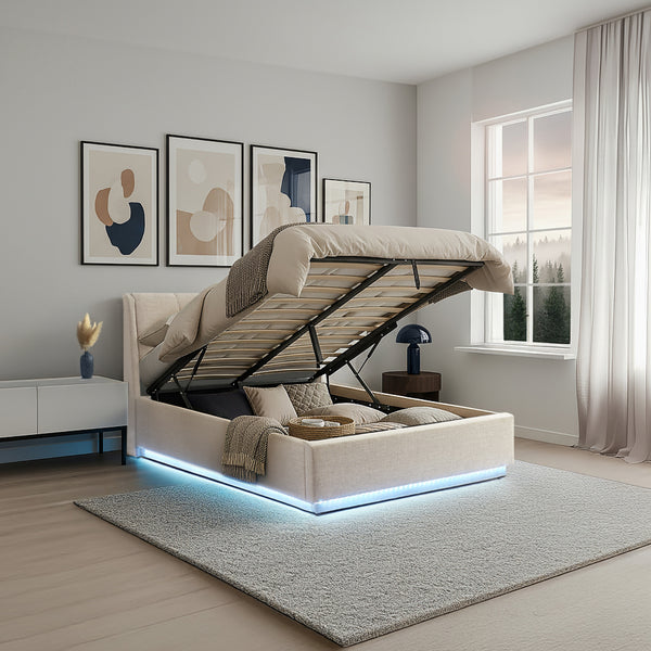 LED Polsterbett Tröstiar mit Matratze [en.casa]