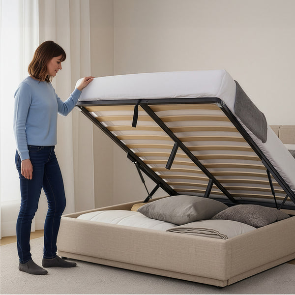LED Polsterbett Tröstiar mit Matratze [en.casa]