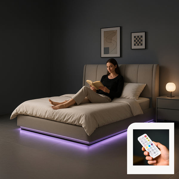 LED Polsterbett Tröstiar mit Matratze [en.casa]