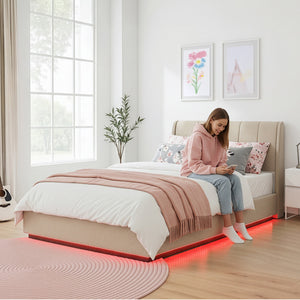 LED Polsterbett Tröstiar mit Matratze [en.casa]