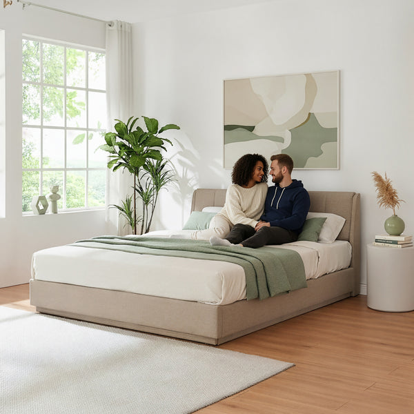LED Polsterbett Tröstiar mit Matratze [en.casa]
