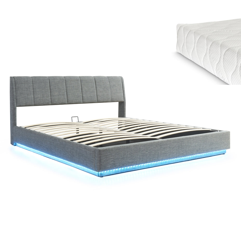 LED Polsterbett Tröstiar mit Matratze [en.casa]